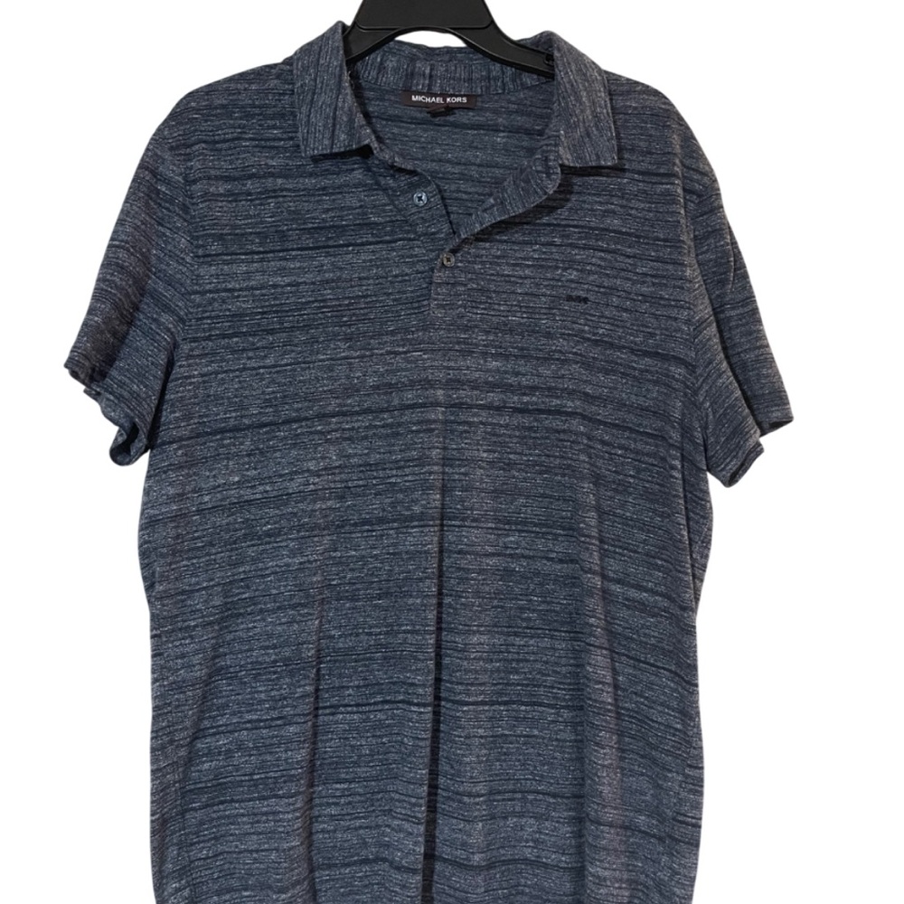 Michael Kors Men's Heathered Blue Polo Shirt